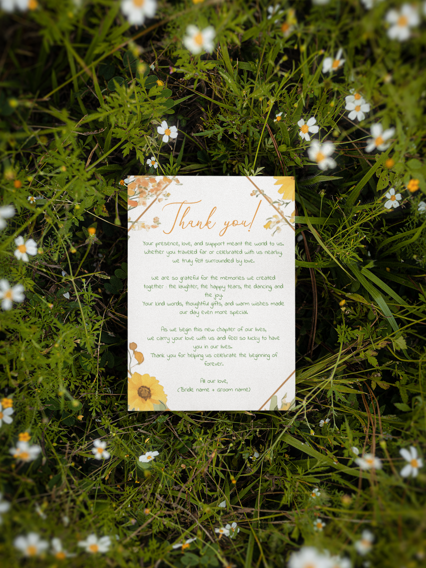 Thank You, Wedding, Floral, Two-sided, Editable, Downloadable, Digital, Templett