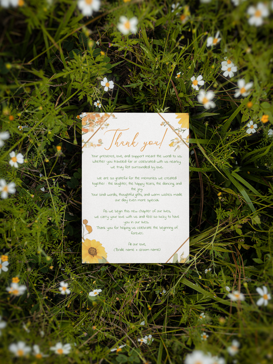 Thank You, Wedding, Floral, Two-sided, Editable, Downloadable, Digital, Templett