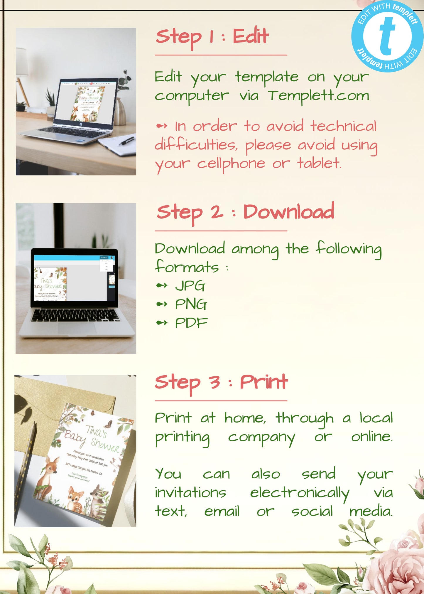 Fathers' Day Invitation, Brunch, Two-sided, Editable, Downloadable, Digital, Templett