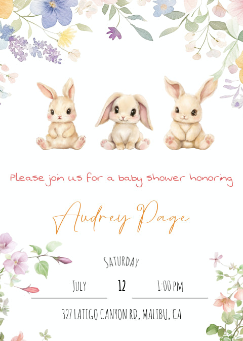 Baby Shower Invitation, Triplets, One-sided, Editable, Downloadable, Digital, Templett